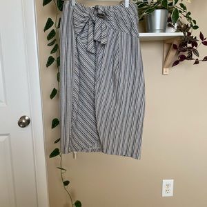Striped Asymmetrical Midi (3/4 length) Wrap Skirt
